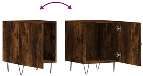 Mesa cabeceira 2pcs 40x40x50cm derivado madeira carvalho fumado