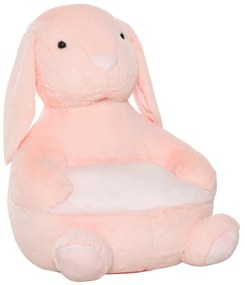 HOMCOM Sofá em forma de coelho para crianças acima de 18 meses com apoio de braços e almofada antiderrapante 60x50x59cm Rosa