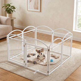 Vedação para Cães de 8 Painéis, 480 x 81 cm, Dobrável, Branco