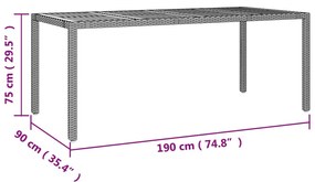 7 pcs conjunto de jantar p/ jardim c/ almofadões vime PE cinza
