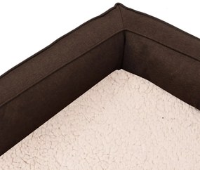 Cama para cães ergonómica 60x42cm aspeto linho pelúcia castanho