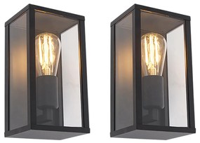 Conjunto de 2 Apliques de Parede Industriais pretos 26 cm IP44 - Charlois Industrial