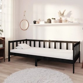 3083608 vidaXL Sofá-cama com colchão 90x200 cm pinho maciço preto
