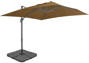 Guarda-sol de jardim com base portátil cinzento-acastanhado
