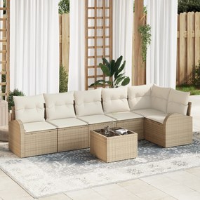 Conjunto de Sofá de Jardim vidaXL 7 Peças com Almofadas Vime PE Marrom