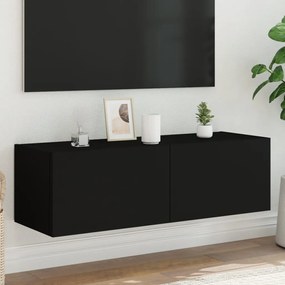 vidaXL Móvel de parede para TV com luzes LED 100x35x31 cm preto