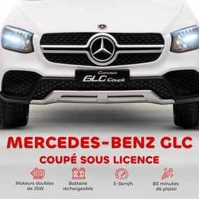 Carro elétrico para crianças 12 V, comando à distância de 2,4 GHz, 3 velocidades, arranque gradual, 105 x 68 x 50 cm, branco