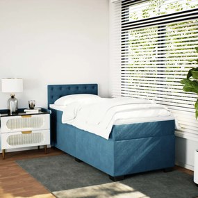 Cama boxspring com colchão 80x200 cm veludo azul