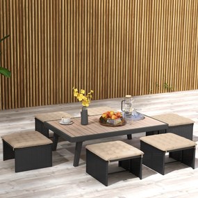 Conjunto de 6 Almofadas para Cadeiras de Jardim (NÃO INCLUIDAS) 40x40 cm 6 peças Almofadas para Cadeiras de Jardim Acolchoadas com Fitas Cáqui