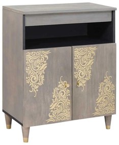vidaXL Buffet Cinza e Ouro 60 x 33 x 75 cm Madeira de manga maciça