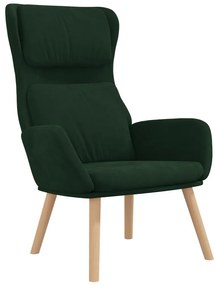 Cadeira de descanso com banco veludo verde-escuro