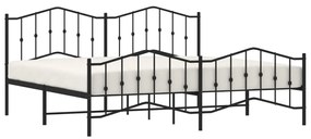 Estrutura de cama com cabeceira e pés 200x200 cm metal preto