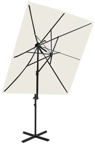 312360 vidaXL Guarda-sol cantilever com toldo duplo 250x250 cm cor areia