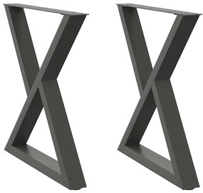 Pés para mesa de jantar 2 peças antracite 70x(72-73,3) cm aço