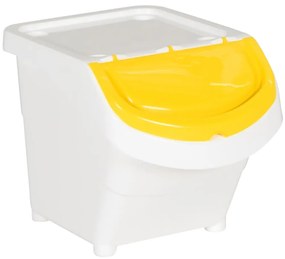 Caixotes do lixo com tampa empilháveis 3 pcs 78 L PP branco