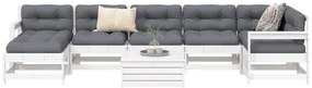8 pcs conjunto sofás de jardim pinho maciço branco