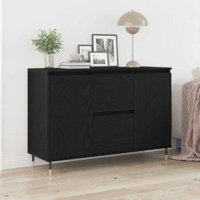 Sideboard vidaXL com portas e gavetas Preto Carvalho 101,5x35x70 cm