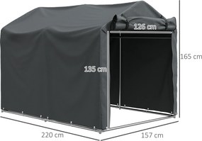 Abrigo de Exterior para Ferramentas e Bicicletas 2,2x1,57x1,65 m com Porta Desmontável com Fecho de Correr Cinzento Escuro