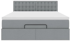 Estrutura cama otomana colchão 140x200cm tecido cinzento claro