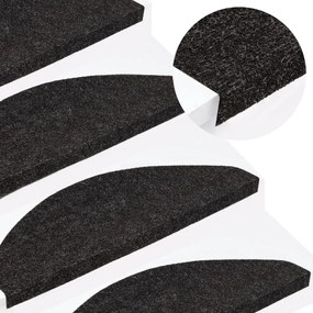 vidaXL Tapetes de escada autoadesivos 15 pcs 65x22,5x3,5 cm antracite