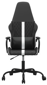 Cadeira gaming massagens couro artificial branco e preto