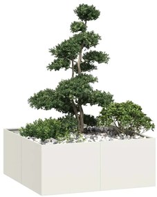 vidaXL Vaso floreira 100x100x40 cm aço branco