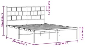 Estrutura de cama com cabeceira 120x200 cm metal preto