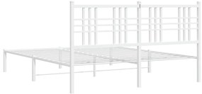 Estrutura de cama com cabeceira 150x200 cm metal branco