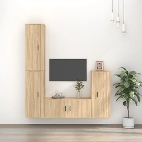vidaXL Conjunto móveis de TV 4 pcs madeira processada carvalho sonoma