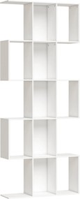 HOMCOM Estante de 5 Níveis Estante de Livros Estreita Estante em Forma de S 80x24x200 cm Branco com Efeito Madeira | Aosom Portugal