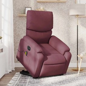 vidaXL Poltrona elétrica elevatória massagens tecido roxo