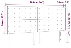 Cabeceira cama c/ luzes LED tecido 203x16x118/128 cm cor creme