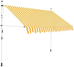 Toldo retrátil manual 250 cm riscas laranjas e brancas