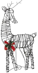 Decoração família de renas de Natal 90 LEDs vime branco quente