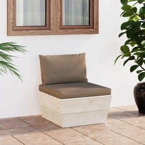 vidaXL Sofá de centro paletes p/ jardim com almofadões abeto impreg.