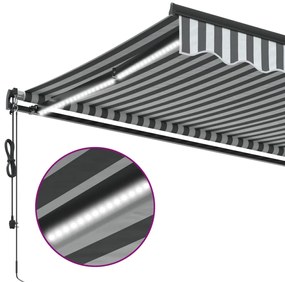Toldo retrátil automático com LEDs 450x350 cm antracite/branco