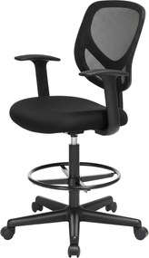 Cadeira escritório giratória com apoio para os pés 64 x 64 x (102,2-120,2) cm Preta