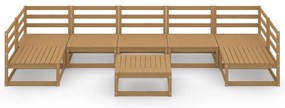 8 pcs conjunto lounge de jardim pinho maciço