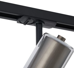 Foco moderno cor de bronze com vidro transparente para sistema de calhas monofásico - Iconic Lloyd