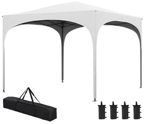 Tenda Dobrável 3x3 cm Tenda de Jardim com Altura Ajustável Bolsa de Transporte Tecido Anti-UV e Sacos de Areia Branco