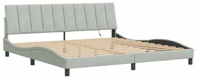 Estrutura de cama c/ luzes LED 200x200 cm veludo cinzento-claro