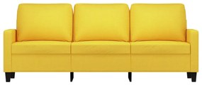 Sofá de 3 lugares 180 cm tecido amarelo-claro