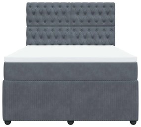 Cama com molas/colchão 160x200 cm veludo cinzento-escuro
