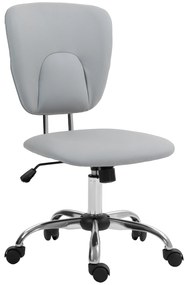 Vinsetto Cadeira de Escritório Giratória Couro PU Altura Ajustável Função Basculante Moderno 50x54x87,5-96,5 cm Cinza Claro | Aosom Portugal