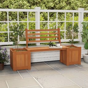 Banco jardim  de madeira com floreira para exterior172 x 46,5 x 91 cm  Assento com 2 vasos e encosto Base aberta Acabamento em óleo de teca Natural