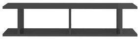 Estantes de parede 2 pcs derivados de madeira cinza brilhante