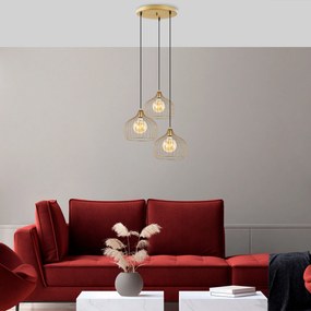 Candeeiro de Teto Bek – Ouro Brilhante – 56 x 56 x 121 cm