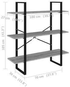 Estante 100x30x105 cm derivados de madeira cinzento sonoma