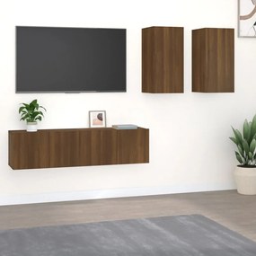 vidaXL Conjunto móveis de TV 4pcs madeira processada carvalho castanho
