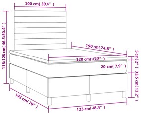 Cama boxspring com colchão 120x190 cm tecido castanho-escuro